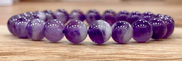 Bracelet boule Améthyste Rubanée 8mm