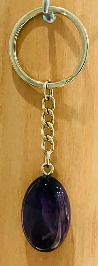 Porte clé en Améthyste (pierre roulée)