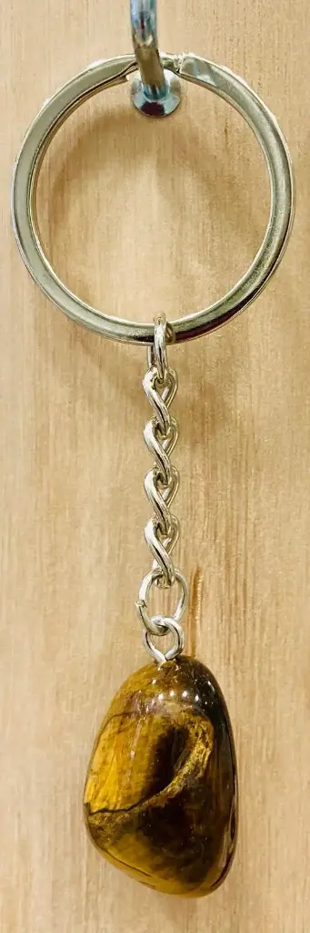 Porte clé en Œil de tigre (pierre roulée)