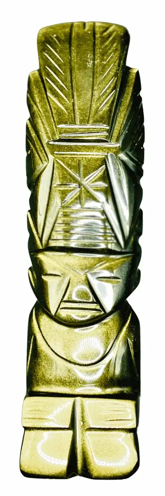 Statuette Aztèque en Obsidienne dorée