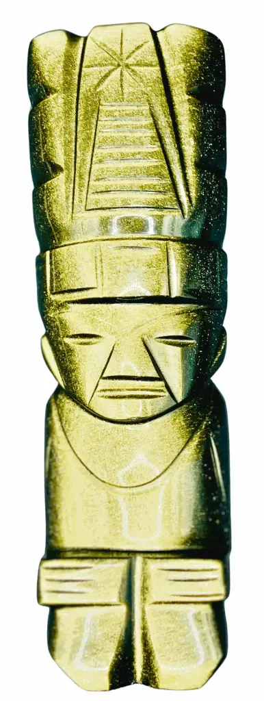 Statuette Aztèque en Obsidienne Dorée