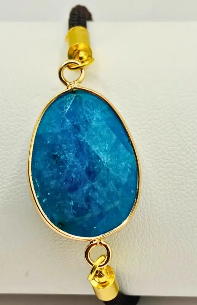 Bracelet cordon réglable en Apatite bleue