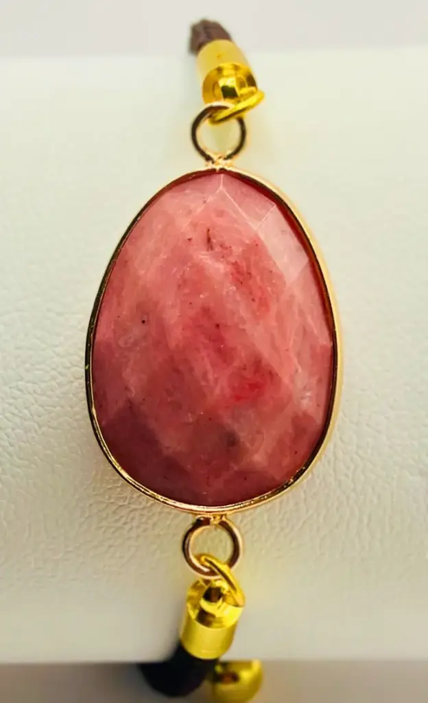 Bracelet cordon réglable en Rhodonite
