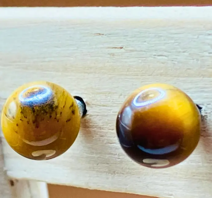 Boucles d'oreilles Puce en Œil de tigre