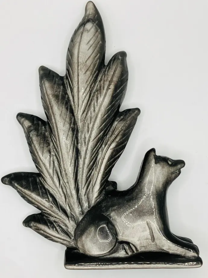 Renard en Obsidienne Argentée