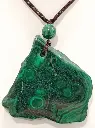 Pendentif pierre plate Malachite avec cordon