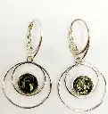 Boucles pendantes cercles – Ambre verte et Argent