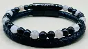 Bracelet cuir noir Labradorite Onyx