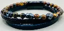 Bracelet cuir noir Œil de Tigre