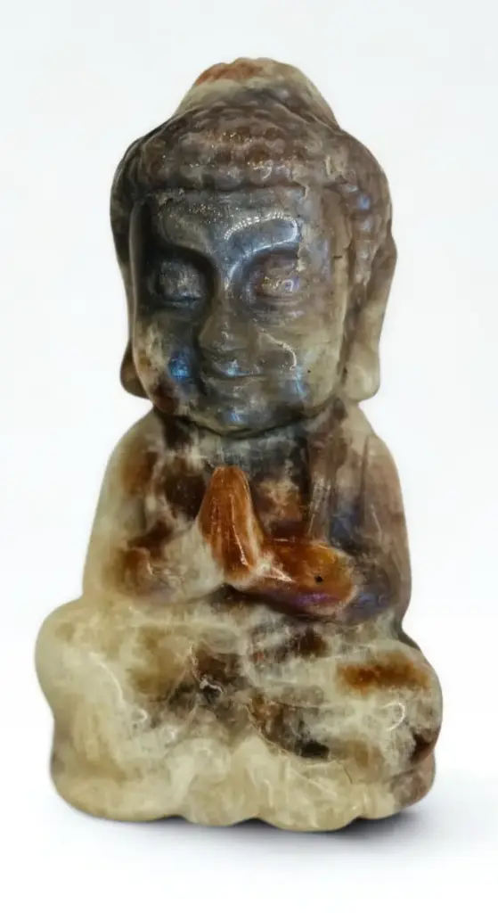 Bouddha de Collection en Pierre de Soleil et Pierre de Lune Qualité (AA)