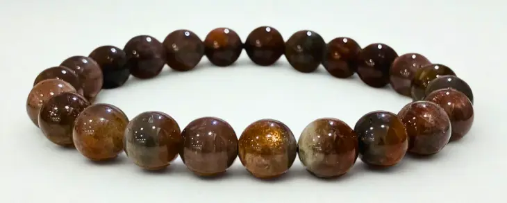 Bracelet Pierre de Soleil Noire Orangée 8mm