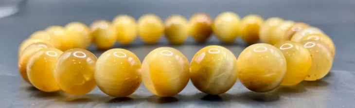 Bracelet Œil de tigre Doré 8mm (Grand poignet)