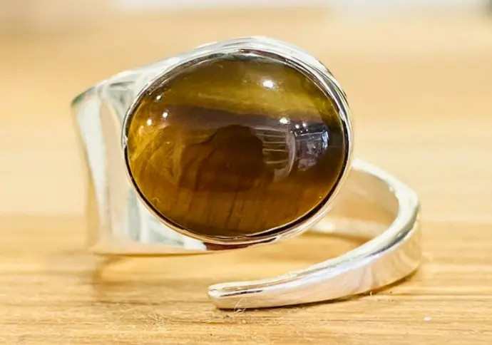 Bague Œil de tigre en Argent 925