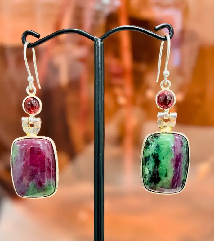 Boucles d'oreilles Rubis Zoïsite en Argent 925
