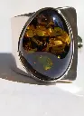 Bague Ambre Vert Foncé Argent 925
