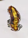 Bague Ambre Brut Poli Argent 925
