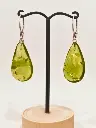 Boucles d'Oreilles Ambre Vert Argent 925