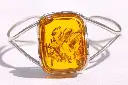 Bracelet Jonc Ambre Miel Argent 925