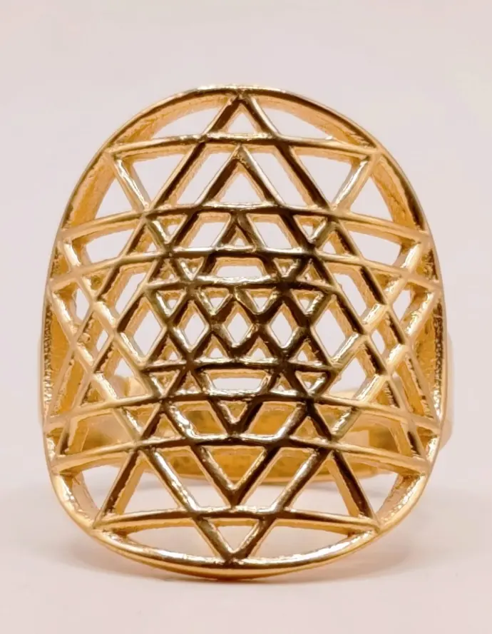 Bague Sri Yantra Argent 925 Plaqué Or