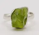 Bague Péridot Brut en Argent 925