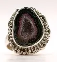 Bague Géode d'Agate en Argent 925 Taille 48