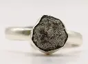 Bague Diamant Noir Brut en Argent 925