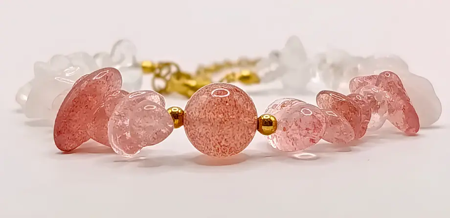 Bracelet Cristal de roche -Quartz rose - Quartz fraise