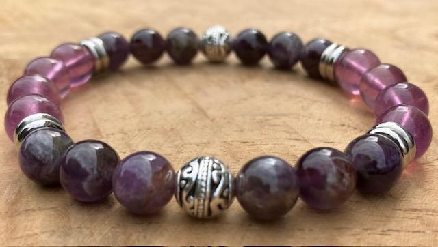 Bracelet Améthyste de Bolivie - Fluorine violette