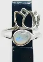 Bague Pierre de Lune blanche Bleutée en Argent 925
