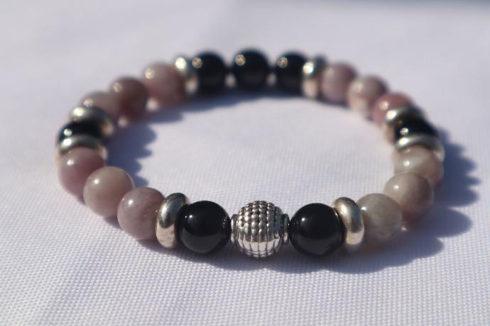 Bracelet Tourmaline Rose et Noire