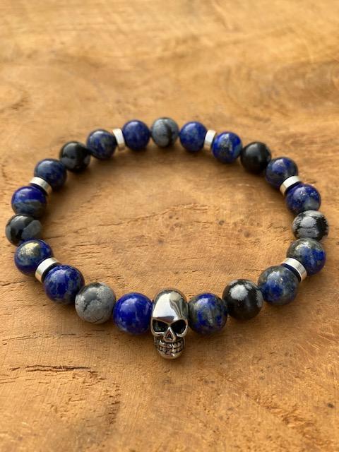 Bracelet Lapis-lazuli et Obsidienne neige