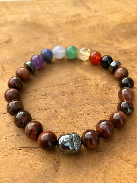 Bracelet Œil de taureau et 7 Chakras