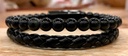 Bracelet double en cuir Obsidienne Noire