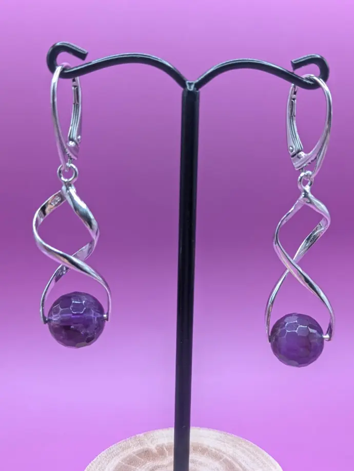 Boucles d'oreilles Améthyste Facettée
