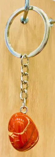 Porte clé en Jaspe rouge (pierre roulée)