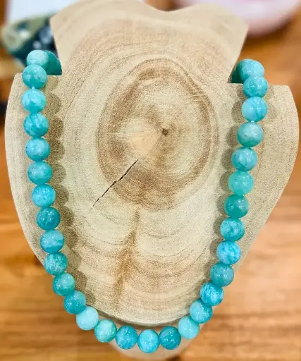Collier boule Amazonite du Pérou 8 mm