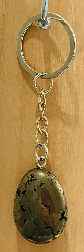 Porte clé en Pyrite forme goutte