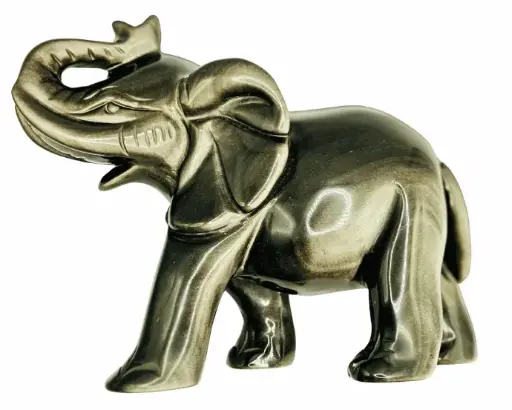 Eléphant en Obsidienne Argentée