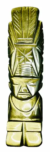 Statuette Aztèque en Obsidienne dorée
