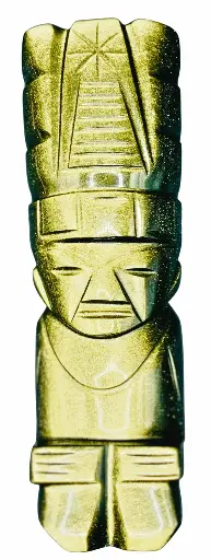 Statuette Aztèque en Obsidienne Dorée