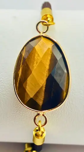 Bracelet cordon réglable en Œil de tigre