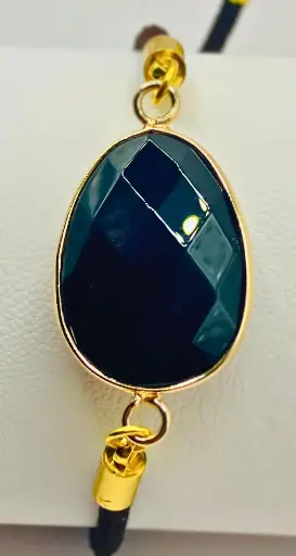 Bracelet cordon réglable en Obsidienne noire