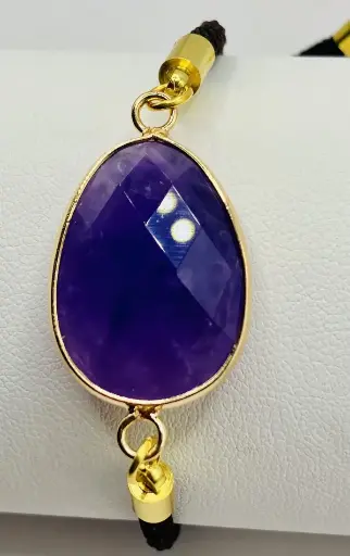 Bracelet cordon réglable en Améthyste