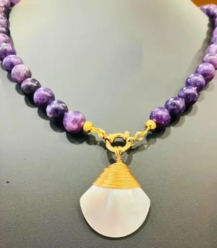 Collier Lépidolite et Nacre
