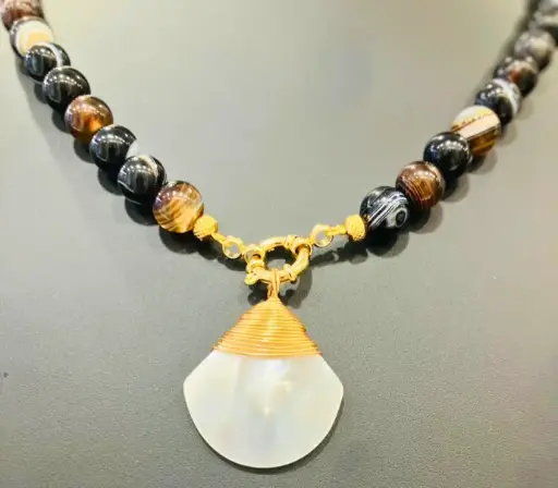 Collier Agate Œil et Nacre