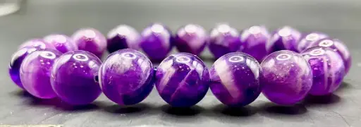 Bracelet Améthyste Rubanée Brésil 10mm