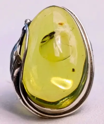 Bague Ambre Vert en Argent 925
