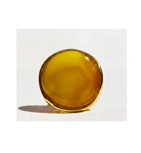 Bague Ambre Miel Plaqué Or