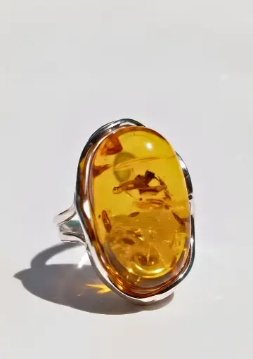 Bague Ambre Miel Argent 925