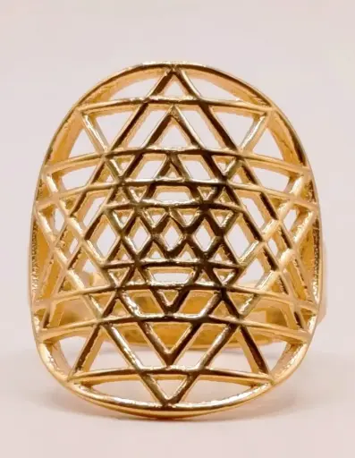 Bague Sri Yantra Argent 925 Plaqué Or